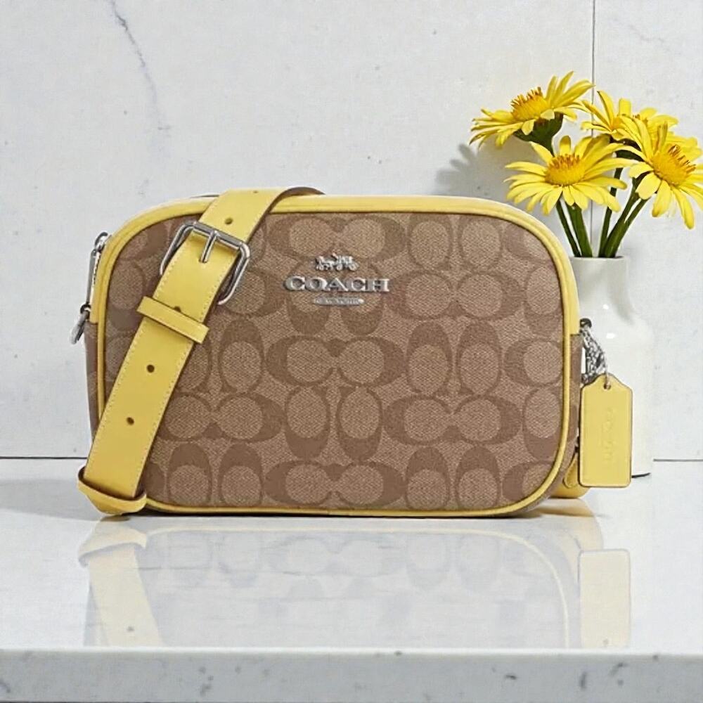 Coach Jamie Camera Bag In Signature Canvas Khaki/Retro Yellow CA547